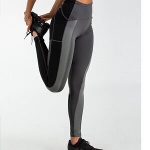 Gymshark Tonal Block Black Gray Leggings 7/8 High Rise Size Woman's Small